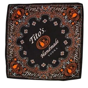 Tito's Handmade Vodka Handkercheif bandana black and orange  NEW